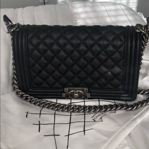 Chanel-like shoulder bag “le-boy” style in caviar